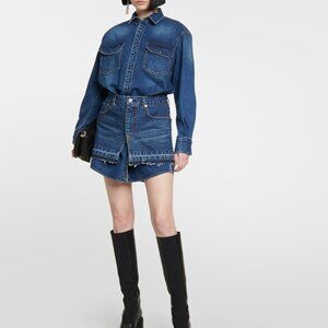 SACAI Washed Blue Wrap Skirt Denim Jeans Shirt Mini Dress 1 / S